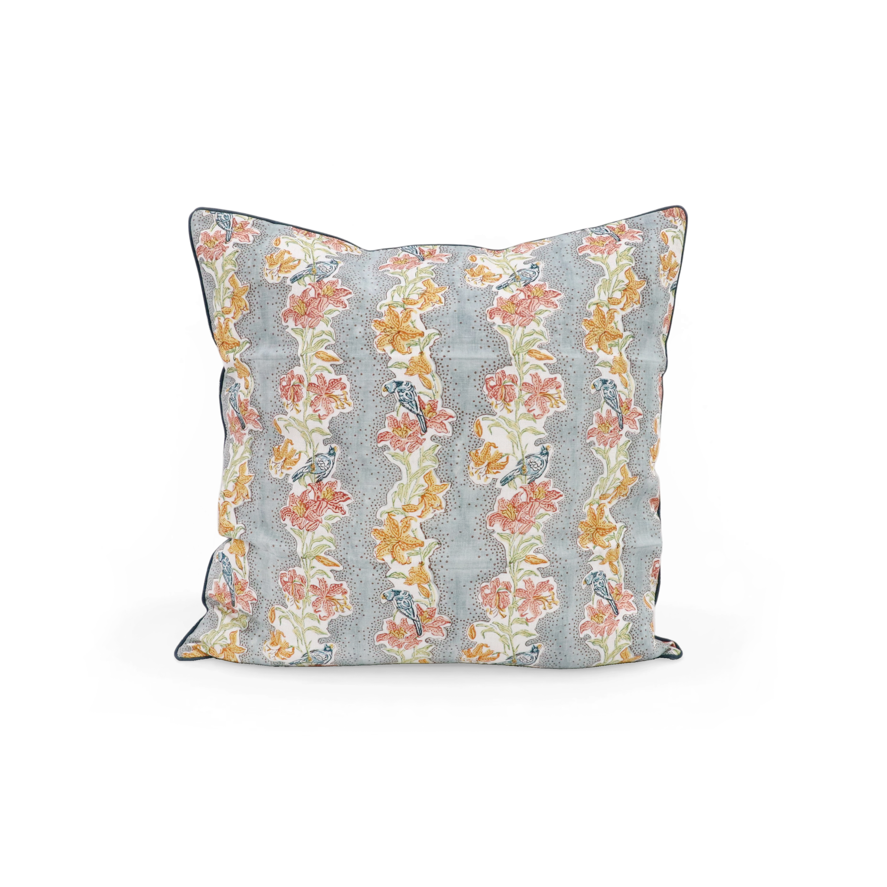 Sky Garden – Hand Block Printed Linen Pillow Cover (20" x 20")