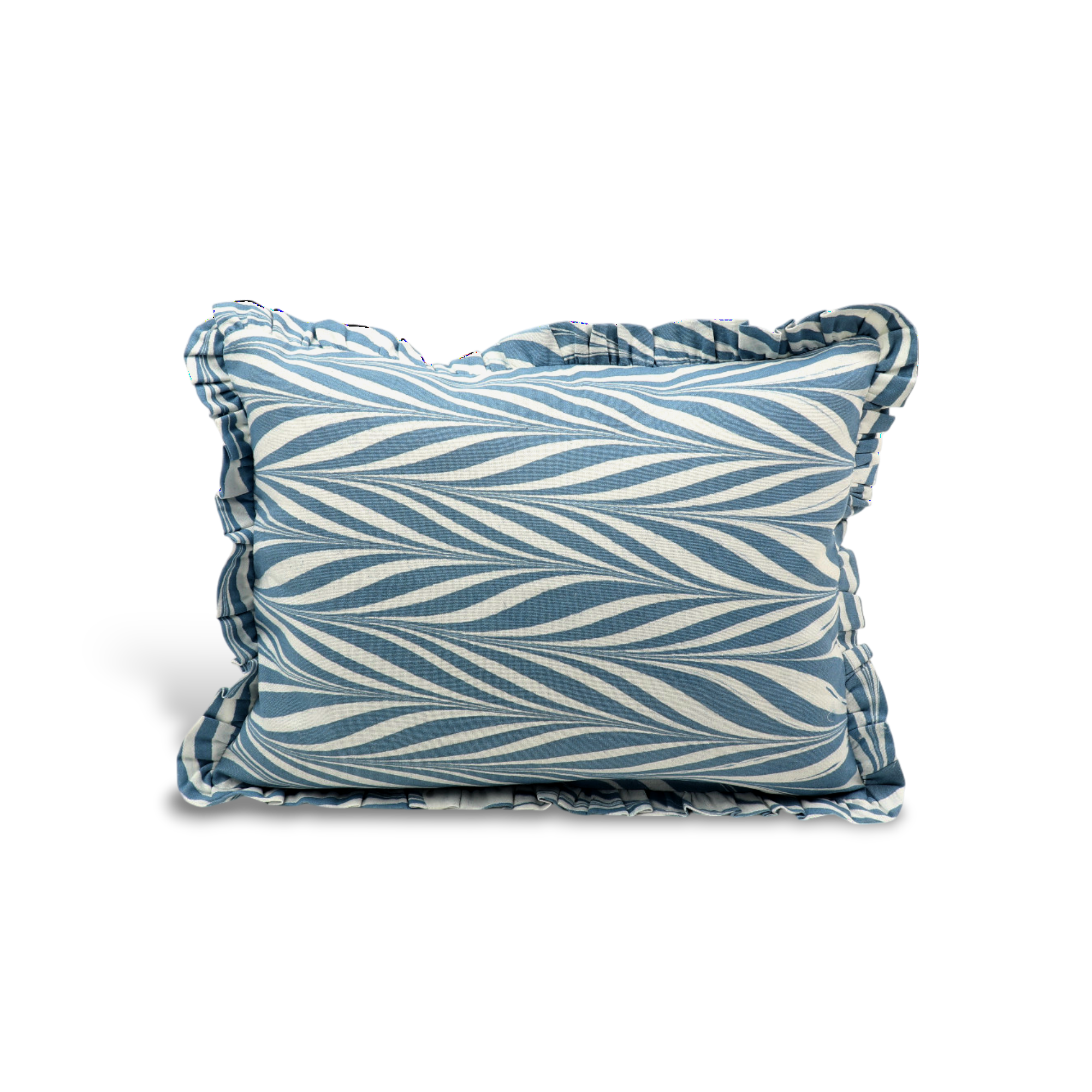 Indigo Ripple – Hand Marbled Cotton Pillow Cover (12" x 16")