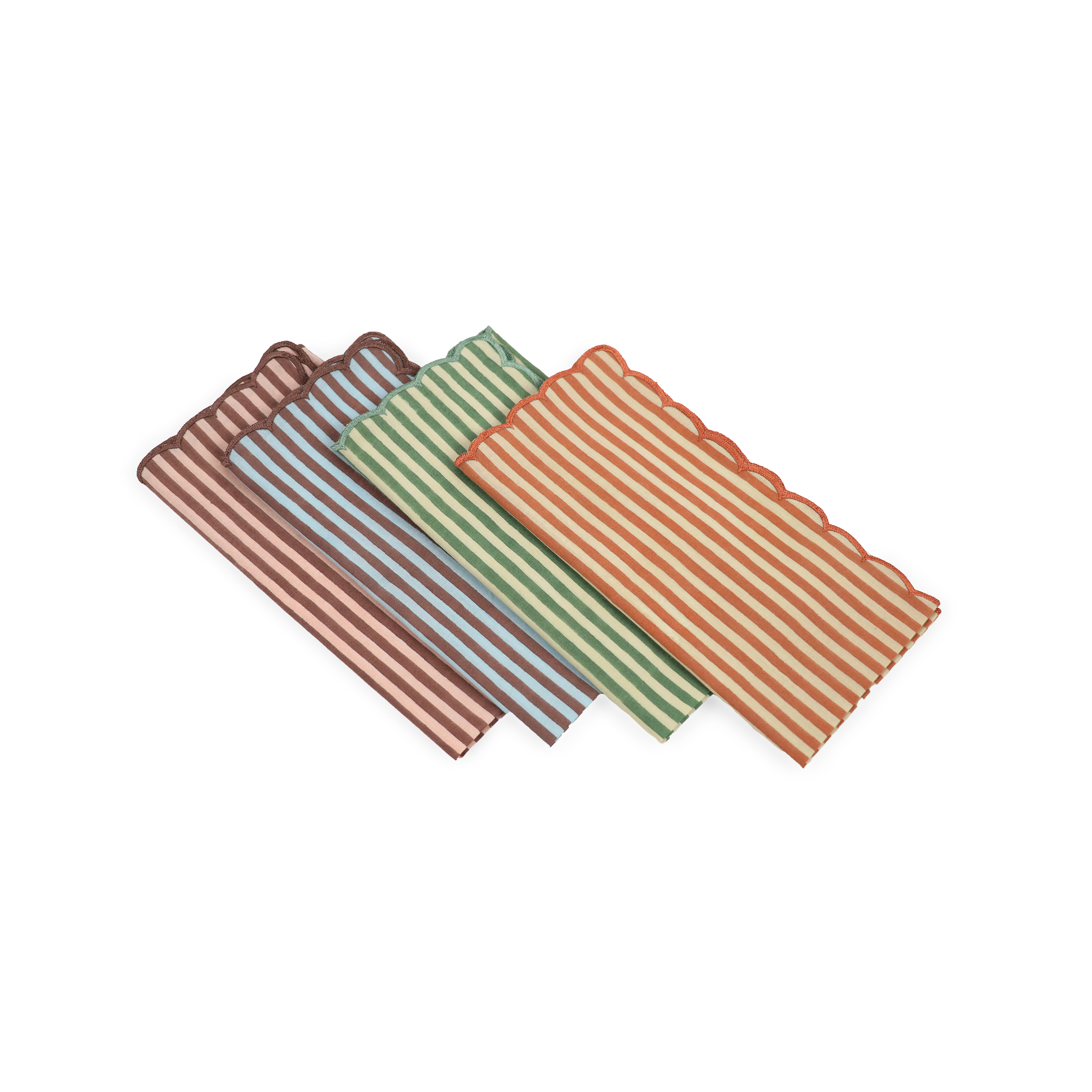 Clay Stripe – Hand Block Printed Cotton Napkin (Set of 2) (18" x 18")
