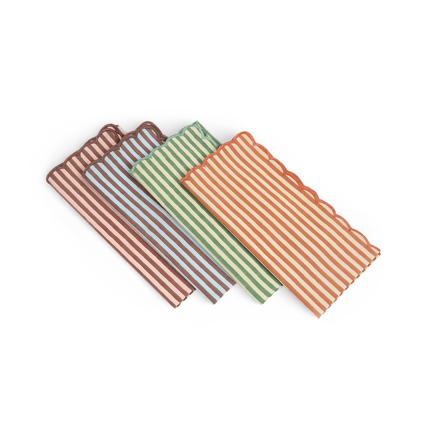 Cocoa Stripe – Hand Block Printed Cotton Napkin (Set of 2) (18" x 18")