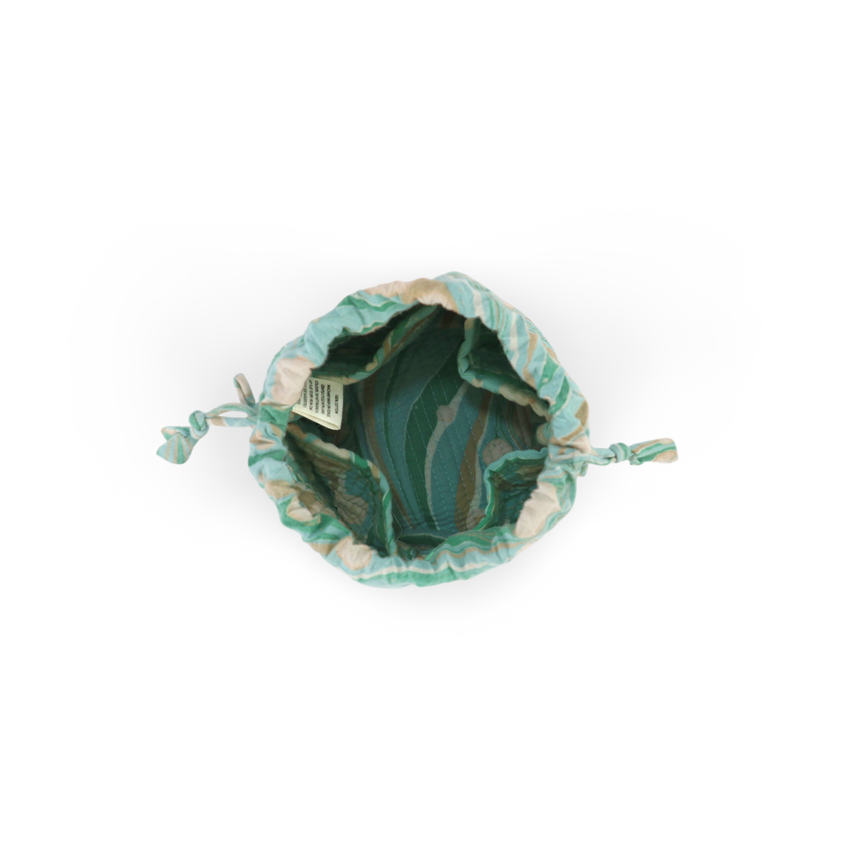 Celadon Green Fire Whirl – Hand Marbled Quilted Pouch (Jewelry & Beauty Organizer)