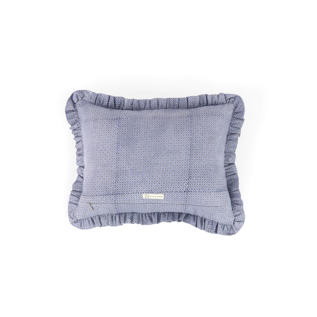 Harbor Blue Dot & Grid – Hand Block Printed Cotton Pillow Cover (12" x 16")
