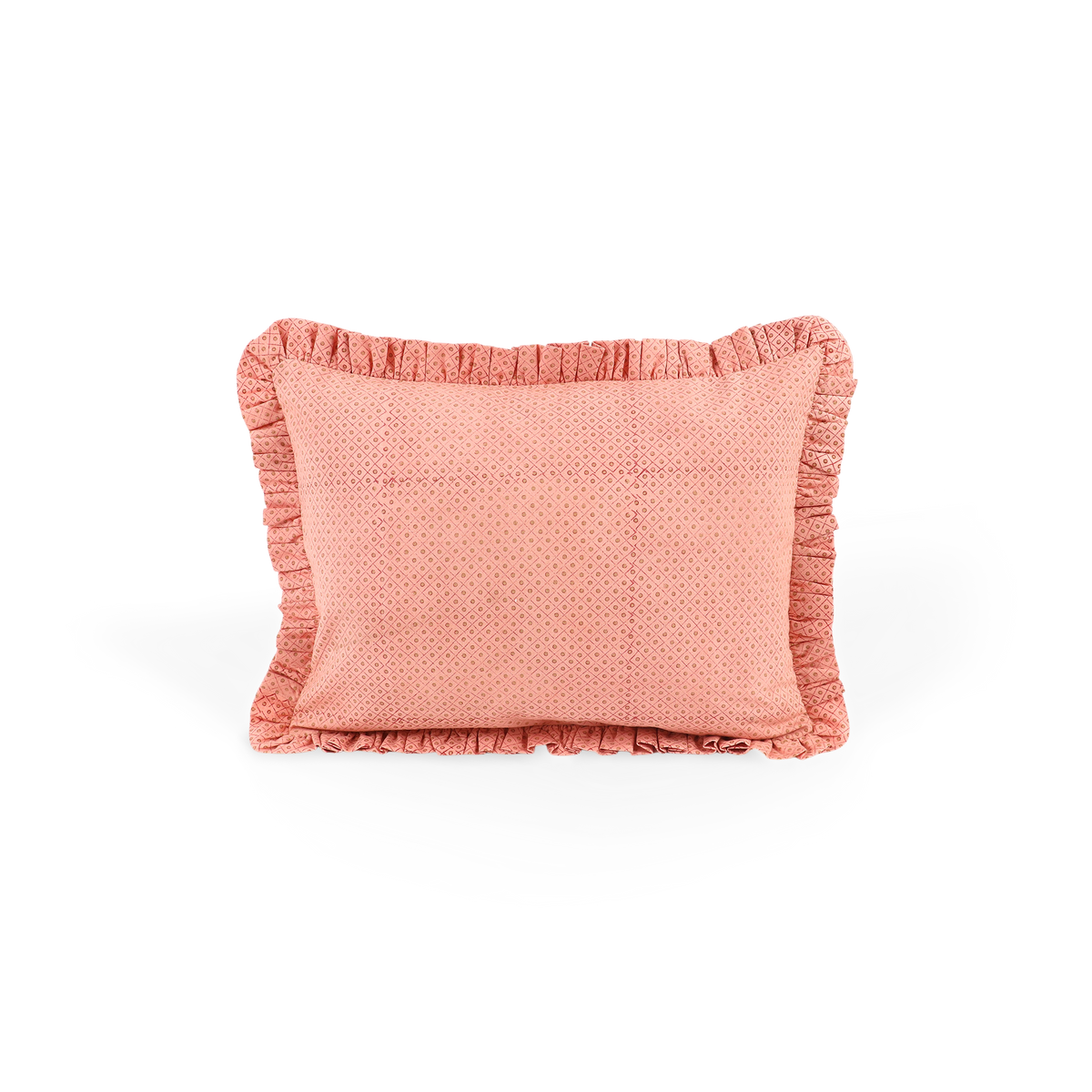 Garnet Red Dot & Grid – Hand Block Printed Cotton Pillow Cover (12" x 16")