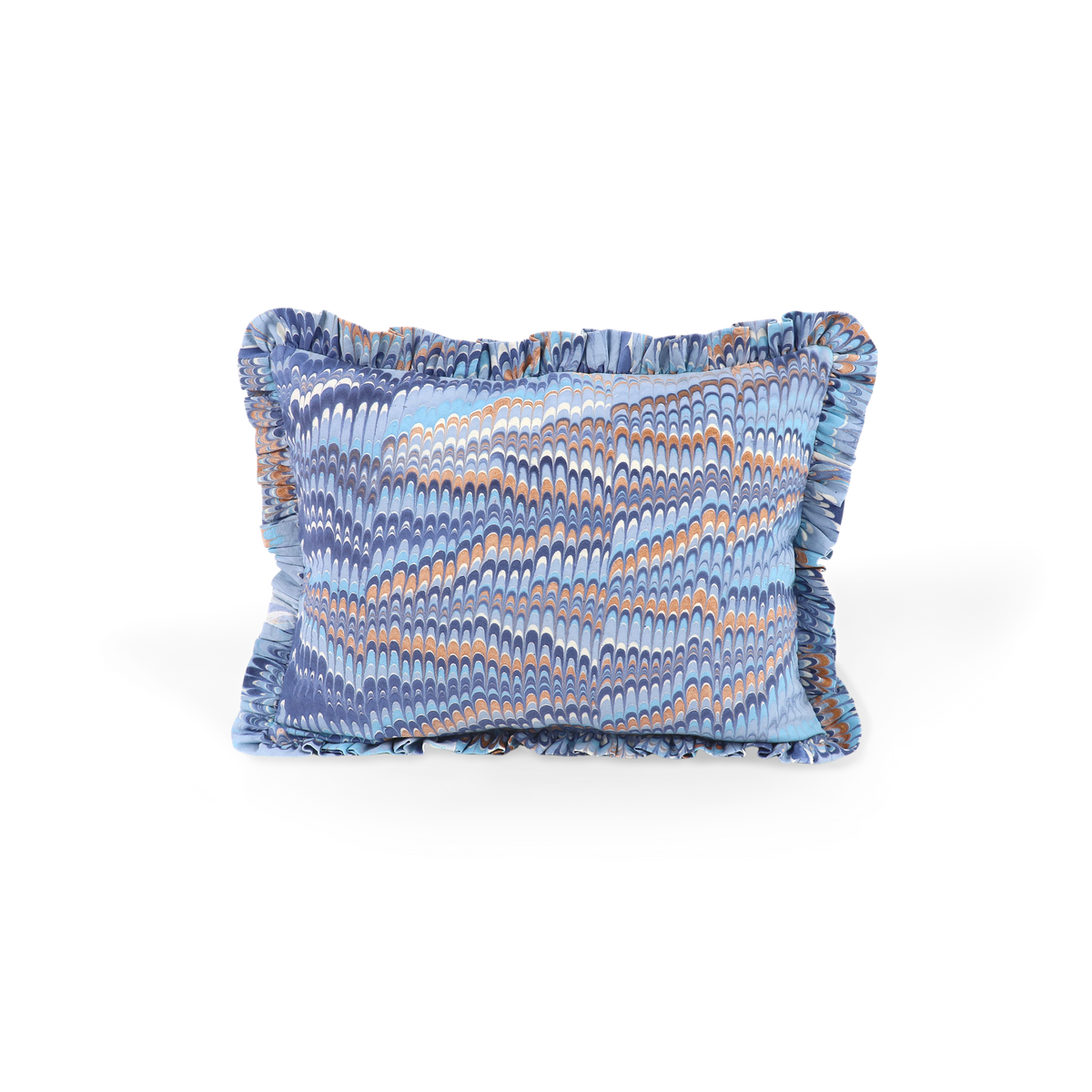Harbor Blue Mountain – Hand Marbled Cotton Pillow Cover (12" x 16")