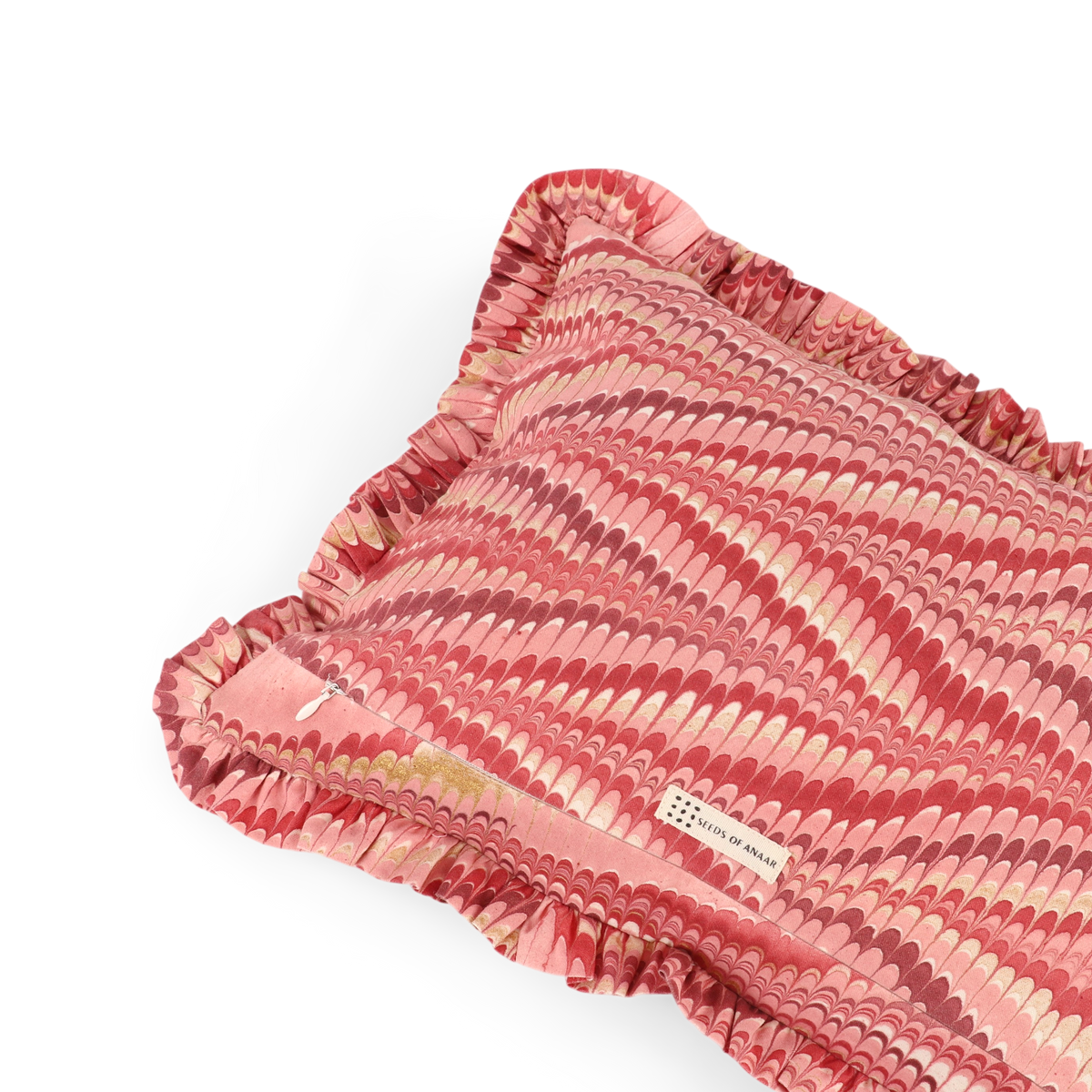 Garnet Red Mountain – Hand Marbled Cotton Pillow Cover (12" x 16")
