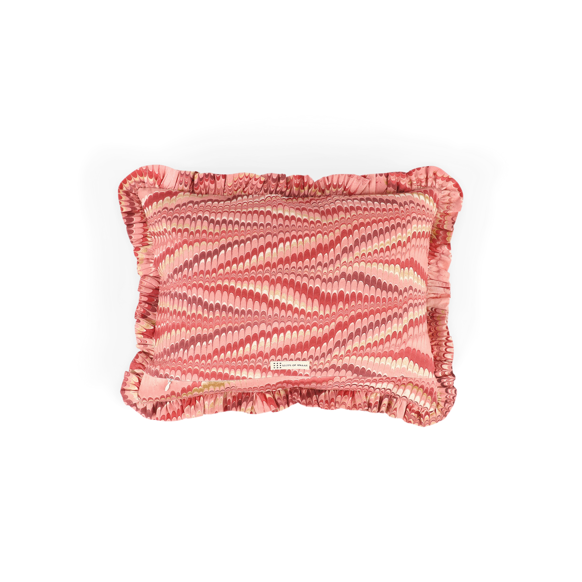 Garnet Red Mountain – Hand Marbled Cotton Pillow Cover (12" x 16")