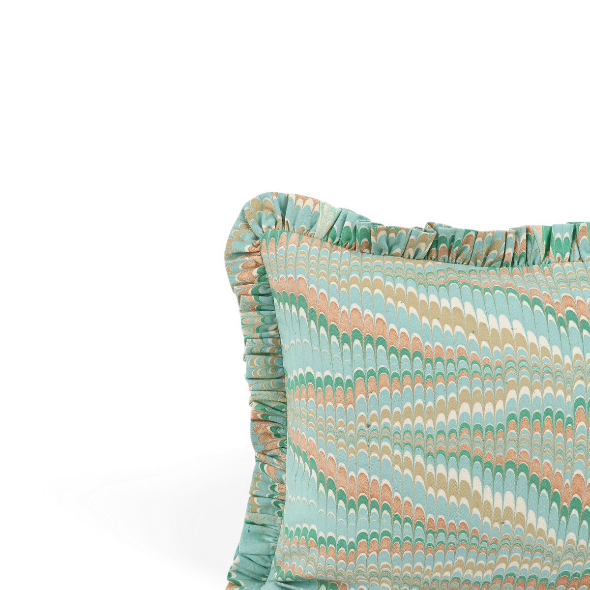 Celadon Green Mountain – Hand Marbled Cotton Pillow Cover (12" x 16")
