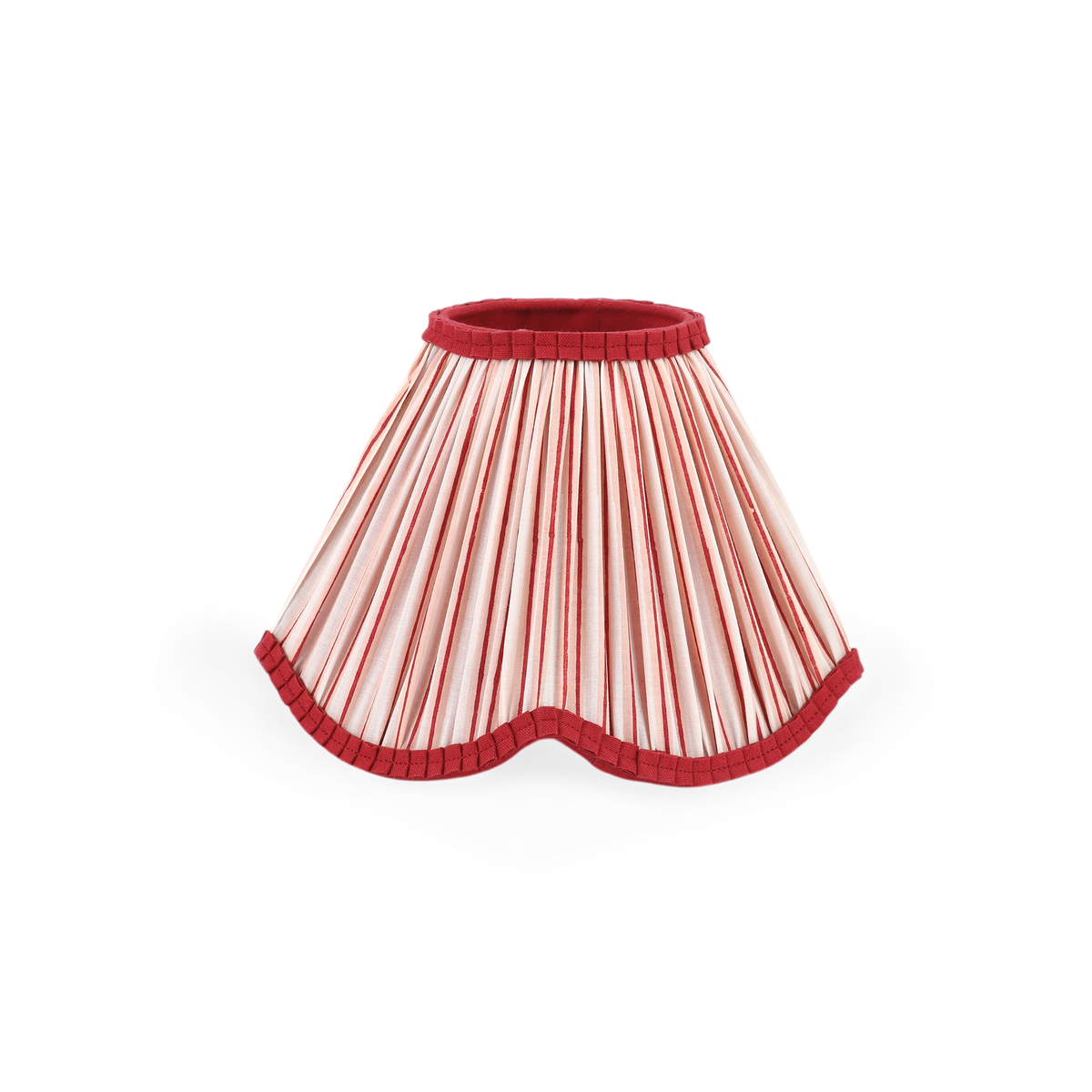 Garnet Red Shadow Stripe – Hand Block Printed Pleated Lampshade (4.25" Top x 9" Bottom x 6.25" Slant | 100% Cotton Fabric | UNO Fitting)