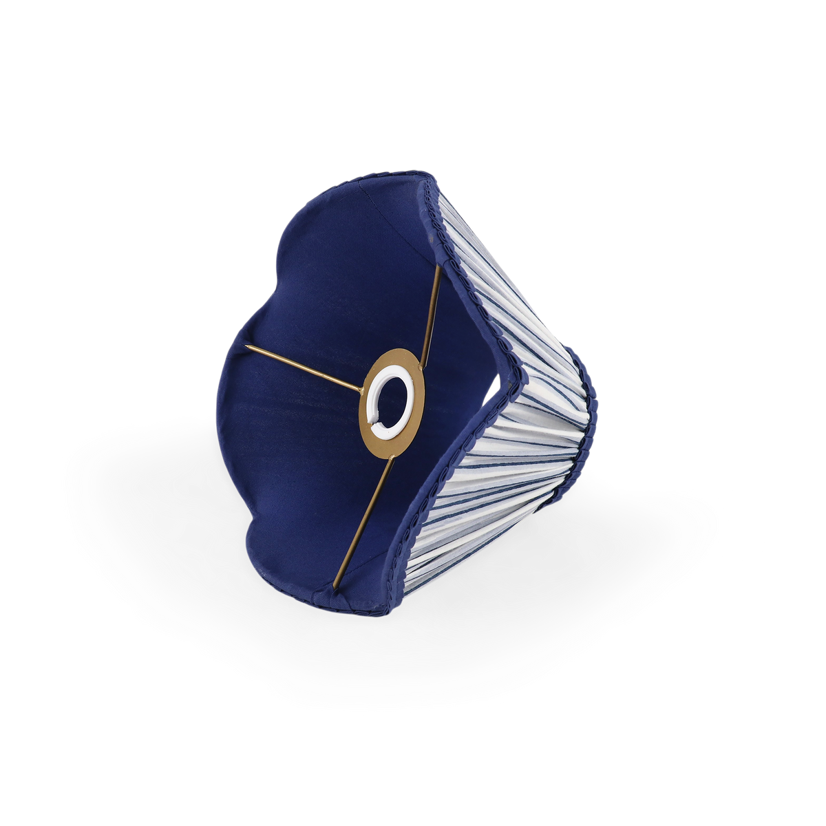 Harbor Blue Shadow Stripe – Hand Block Printed Pleated Lampshade (4.25" Top x 9" Bottom x 6.25" Slant | 100% Cotton Fabric | UNO Fitting)