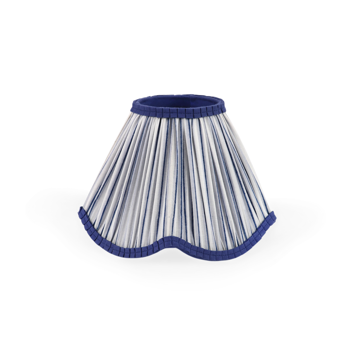 Harbor Blue Shadow Stripe – Hand Block Printed Pleated Lampshade (4.25" Top x 9" Bottom x 6.25" Slant | 100% Cotton Fabric | UNO Fitting)