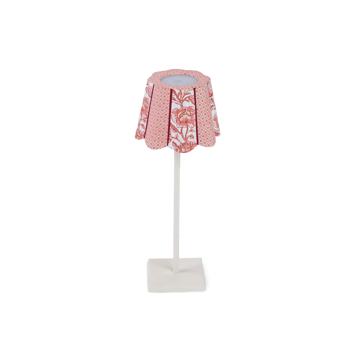 Garnet Red Blooming Trellis – Hand Block Printed Lampshade Cover (4" H x 5.5" W x 4" Ø | 100% Recycled Cotton Handmade Paper)