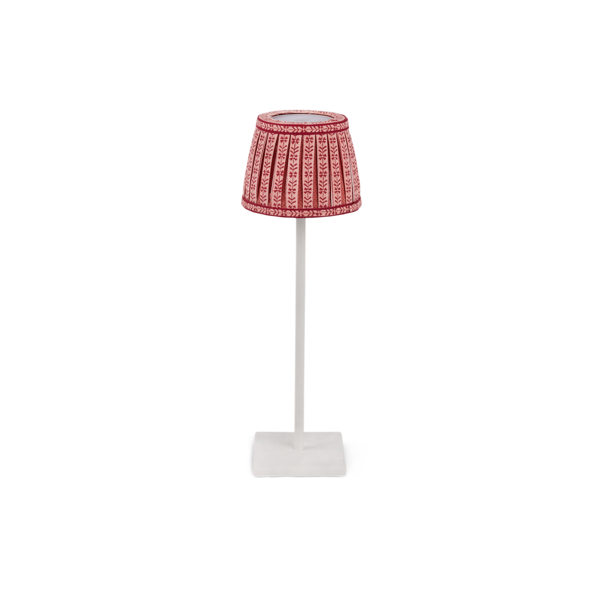 Garnet Red Floral Stripe – Hand Block Printed Lampshade Cover (3.75" H x 4.5" W x 3.5" Ø | 100% Cotton Fabric)