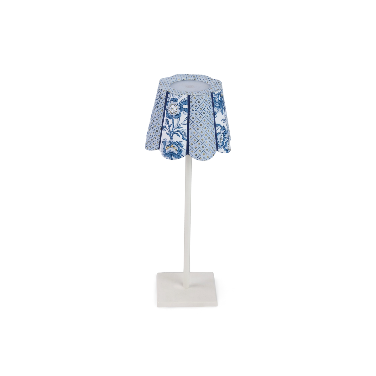 Harbor Blue Blooming Trellis – Hand Block Printed Lampshade Cover (4" H x 5.5" W x 4" Ø | 100% Recycled Cotton Handmade Paper)