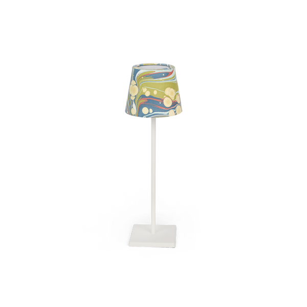 Ocean Swirl – Hand Marbled Lampshade Cover (3.75” H x 4.5” W x 3.5” Ø | 100% Recycled Cotton Paper)