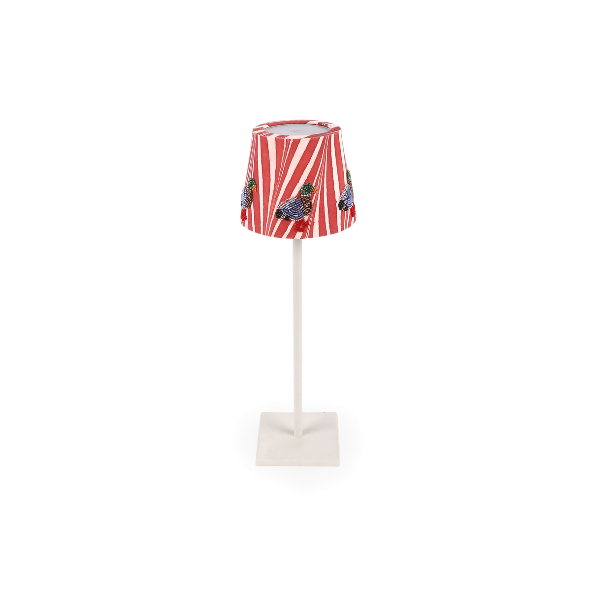 Garnet Red Banyan – Hand Embroidered Lampshade Cover (3.75” H x 4.5” W x 3.5” Ø | 100% Cotton Fabric)