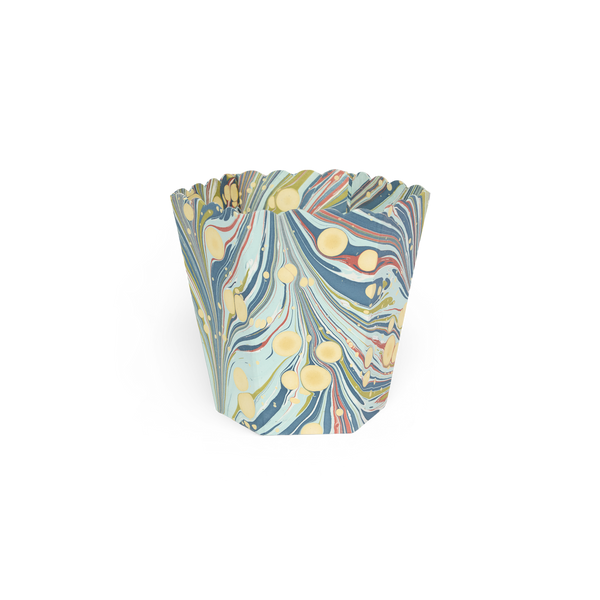 Ocean Swirl – Hand Marbled Scalloped Basket (8.5