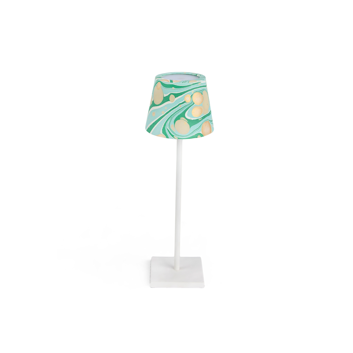Celadon Green Fire Whirl – Hand Marbled Lampshade Cover (3.75" H x 4.5" W x 3.5" Ø | 100% Recycled Cotton Handmade Paper)