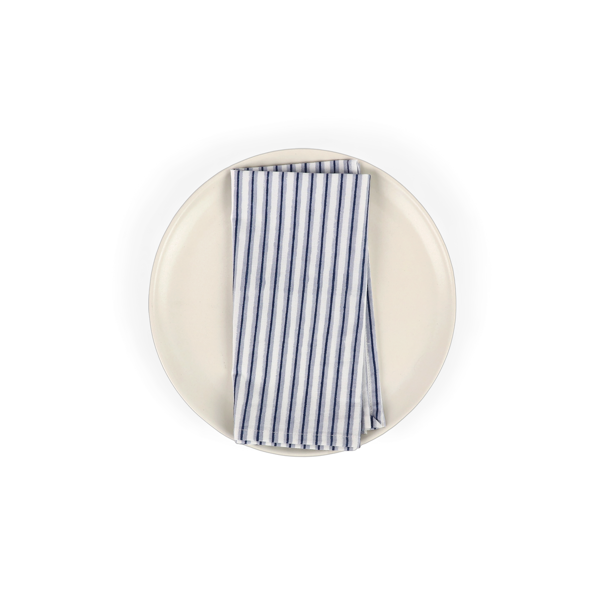 Harbor Blue Shadow Stripe – Hand Block Printed Cotton Napkin (Set of 2) (18" x 18")