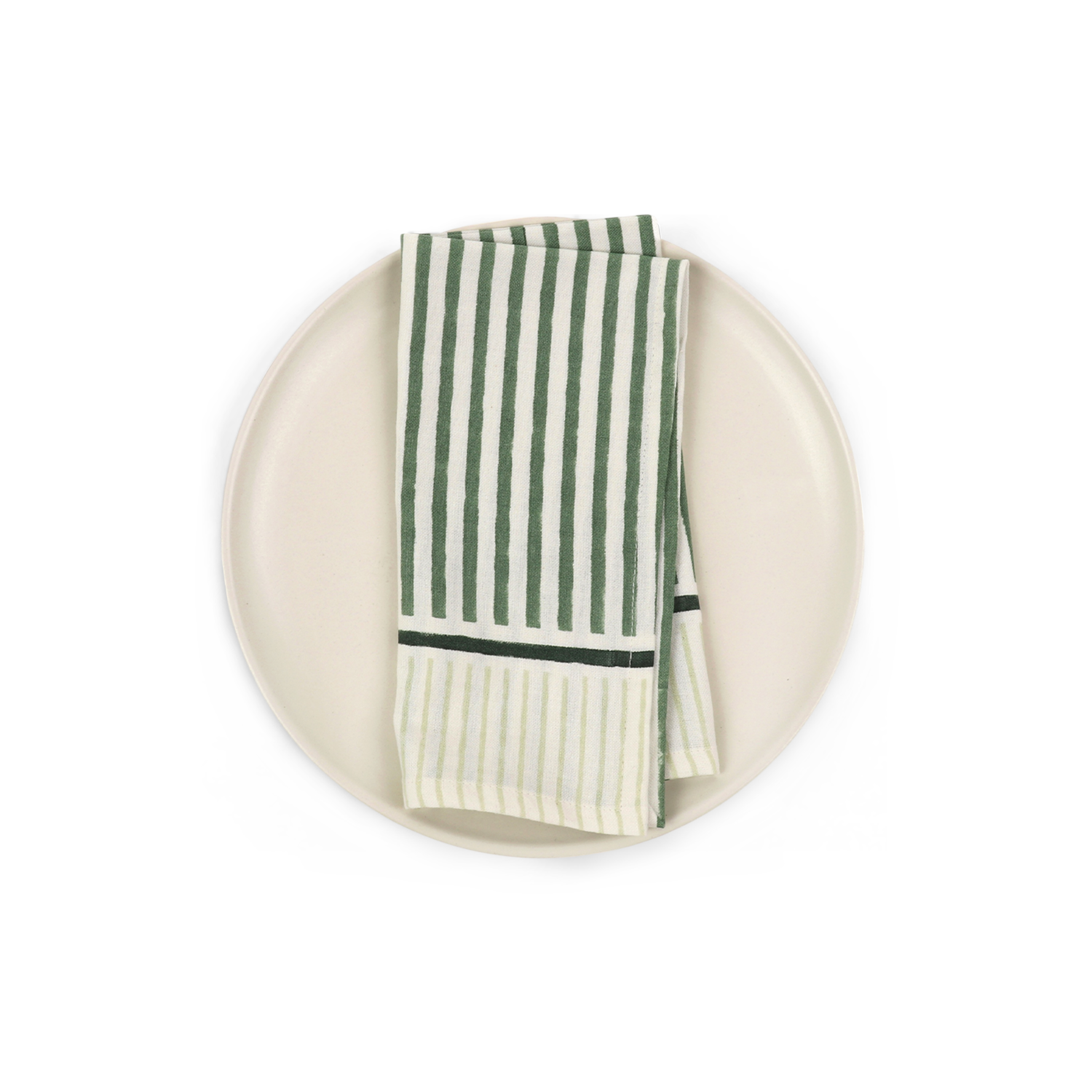 Forest Stripe – Hand Block Printed Cotton Napkin (Set of 2) (18" x 18")
