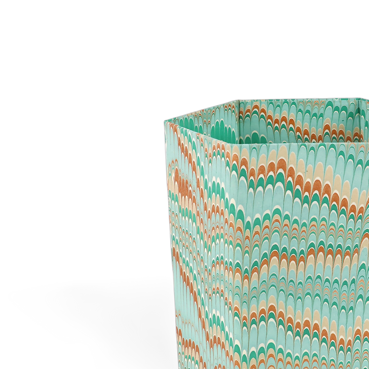 Celadon Green Mountain – Hand Marbled Collapsible Basket (9.5" x 9.5" x 10.5")