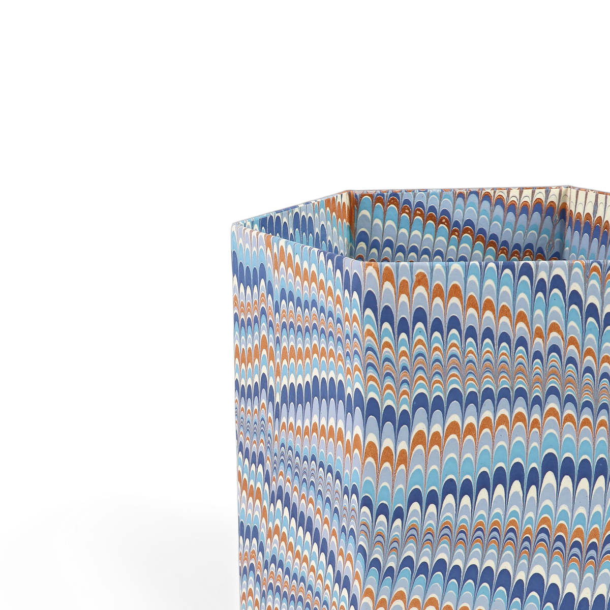Harbor Blue Mountain – Hand Marbled Collapsible Basket (9.5" x 9.5" x 10.5")