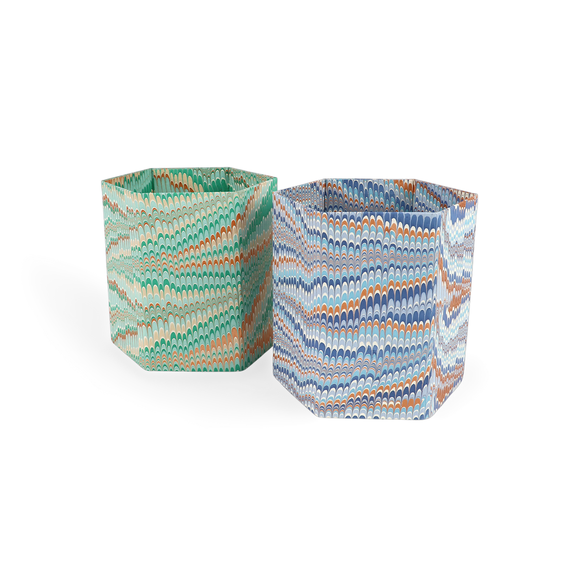 Celadon Green Mountain – Hand Marbled Collapsible Basket (9.5" x 9.5" x 10.5")