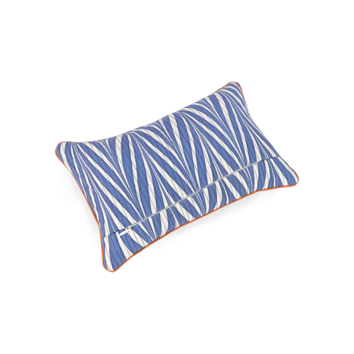 Harbor Blue Banyan – Hand Embroidered Cushion Cover (12" W× 7.5" H)