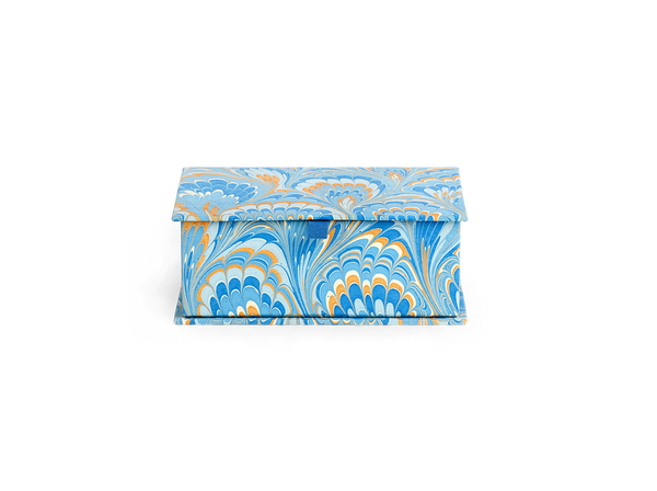 Azure Stone – Hand Marbled Keepsake Box   (6.75