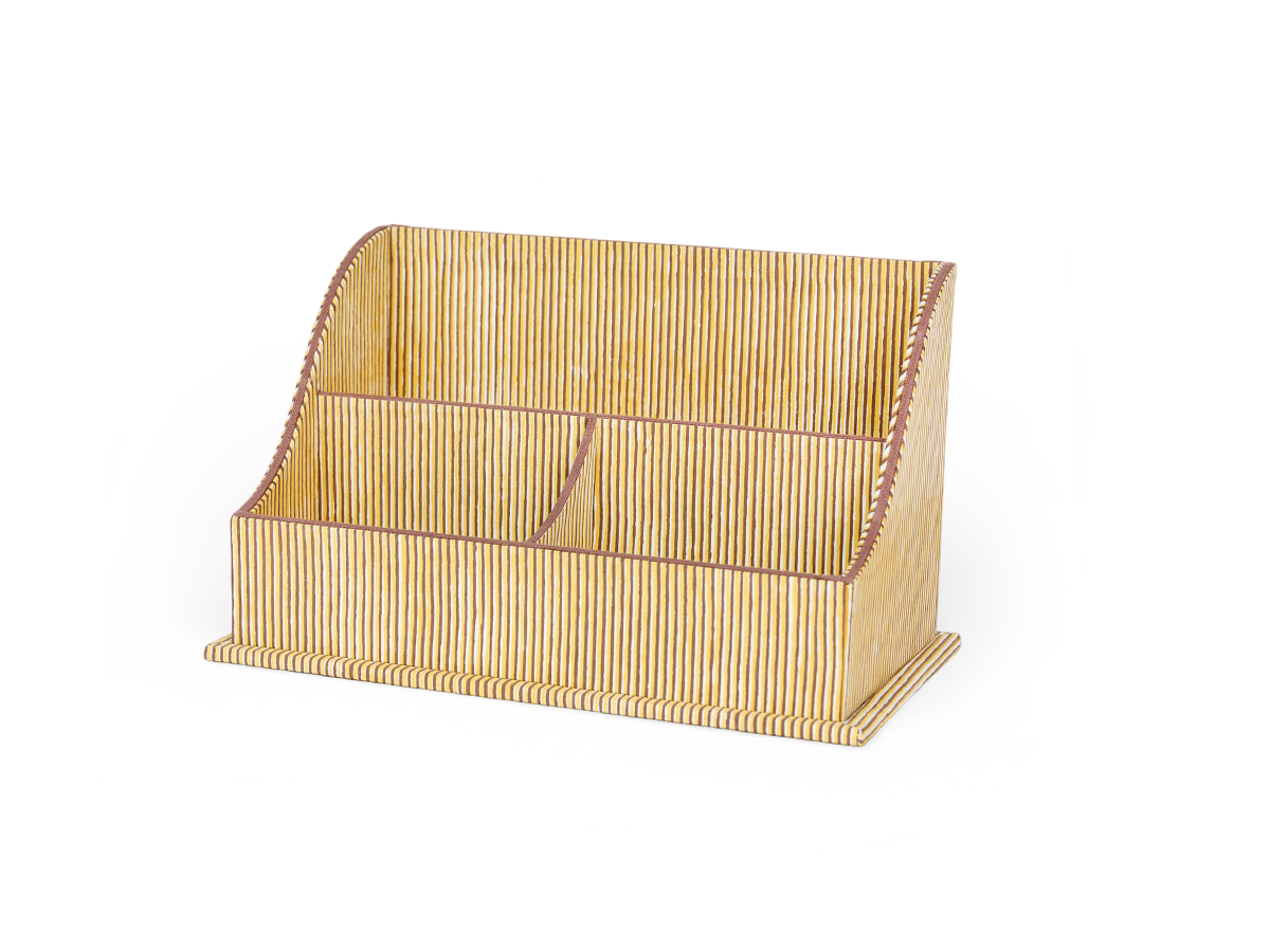 Amber Rhythm – Hand Block Printed Letter Sorter (10.25” L x 6” W x 6” H | 100% Recycled Cotton Paper)