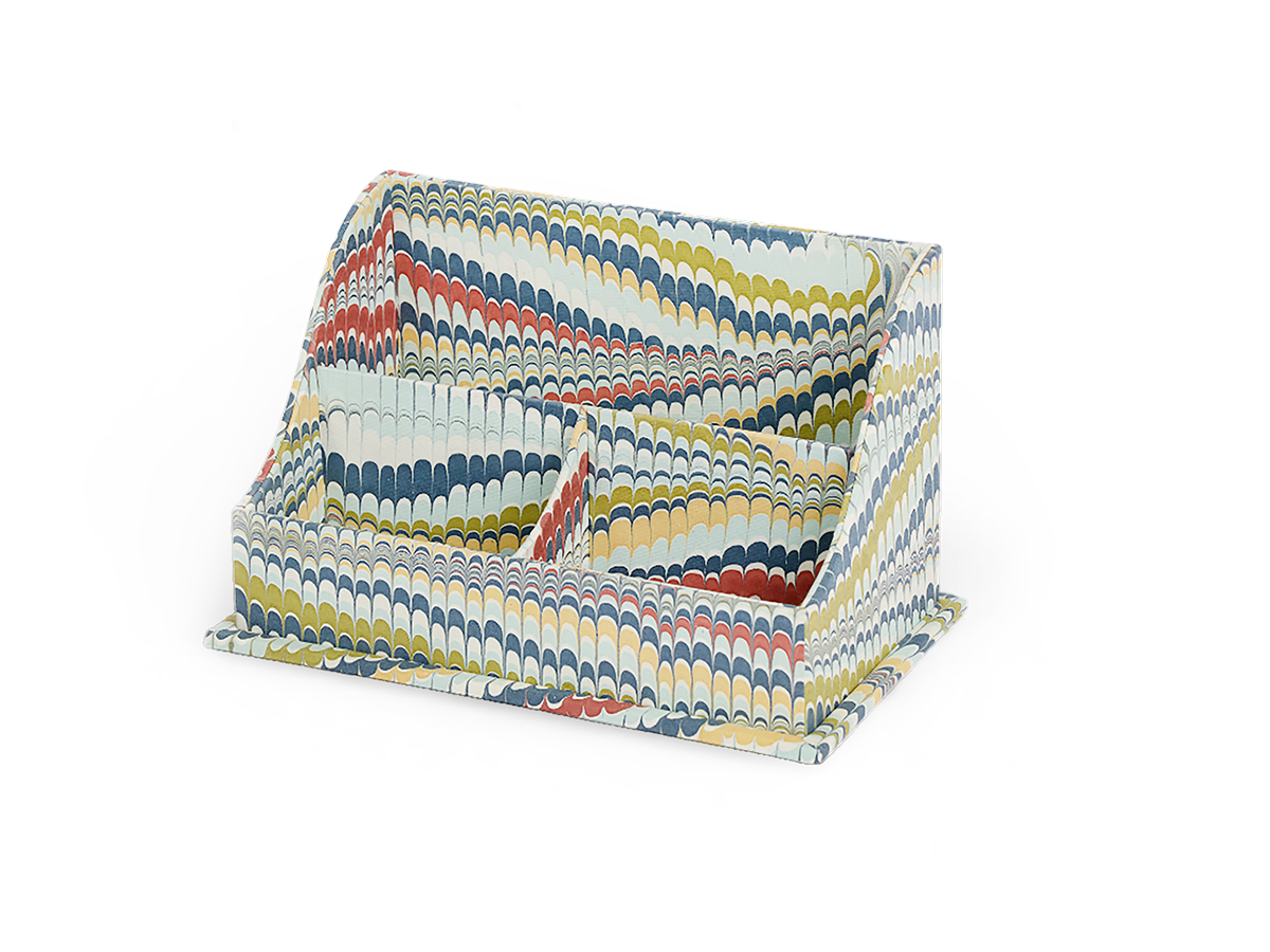 Ocean Wave – Hand Marbled Letter Sorter (10.25” L x 6” W x 6” H | 100% Recycled Cotton Paper)