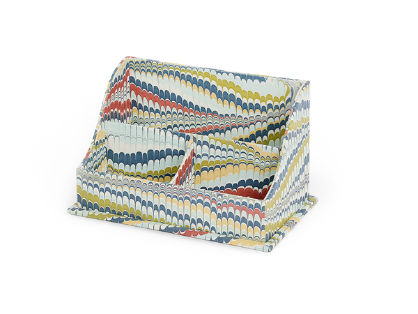 Ocean Wave – Hand Marbled Letter Sorter (10.25” L x 6” W x 6” H | 100% Recycled Cotton Paper)