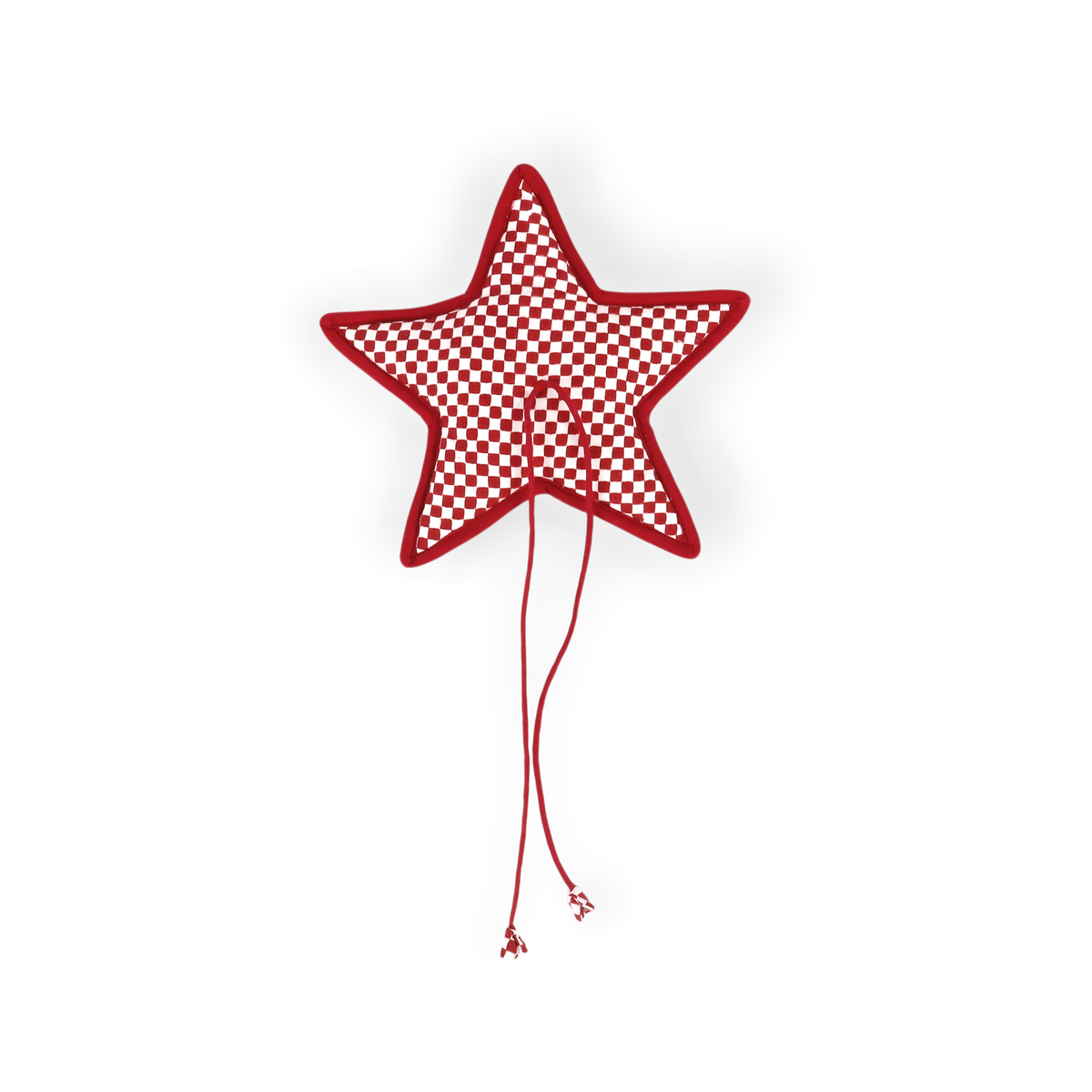 Garnet Red Check – Hand Block Printed Christmas Ornament Star (9.5" × 9.5")