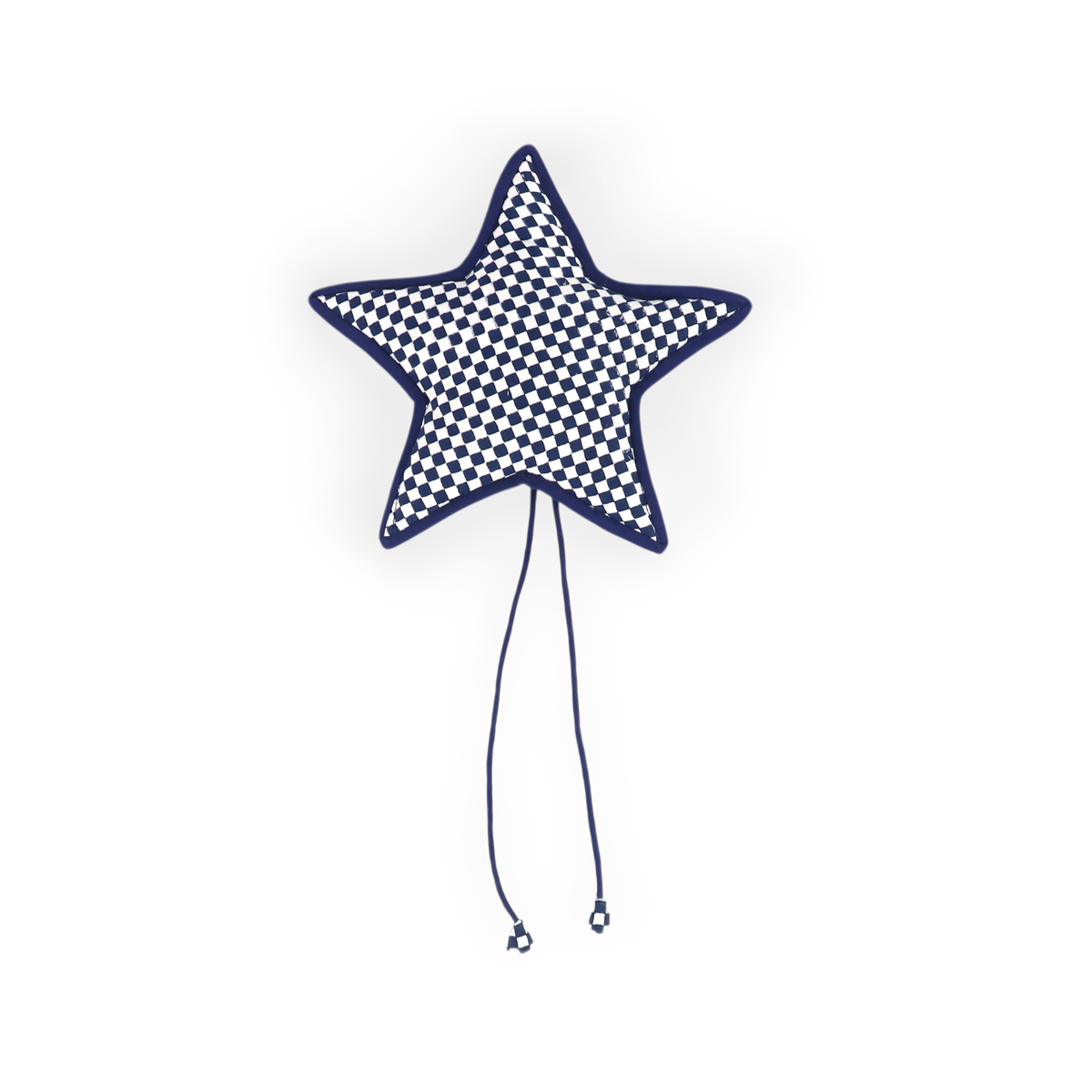 Harbor Blue Check – Hand Block Printed Christmas Ornament Star (9.5" × 9.5")