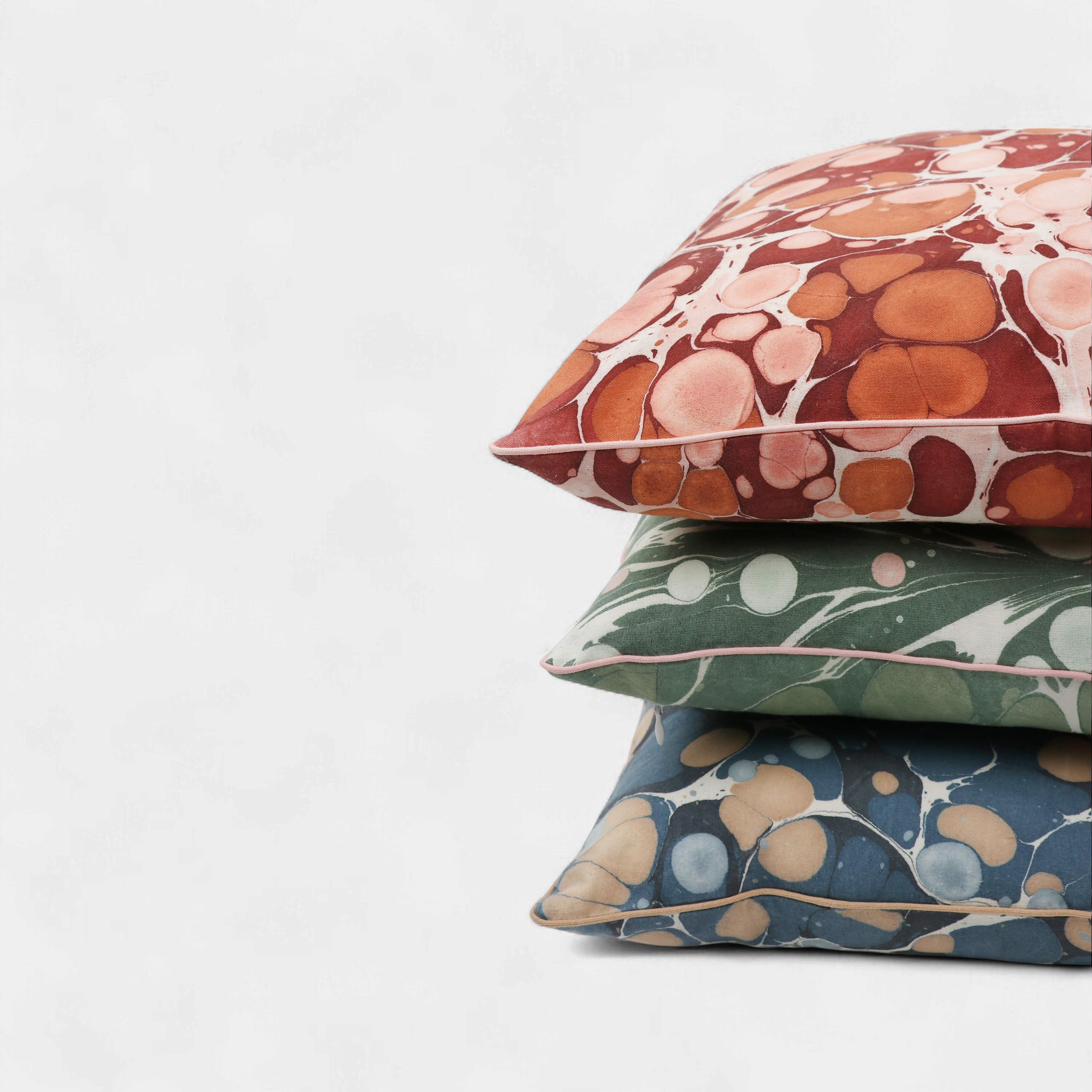 Amber Stone– Hand Marbled Cotton Pillow Cover (18" x 18")