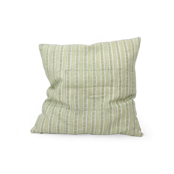 Reva Sage- Hand Block Printed Linen Pillow Cover  ( 20