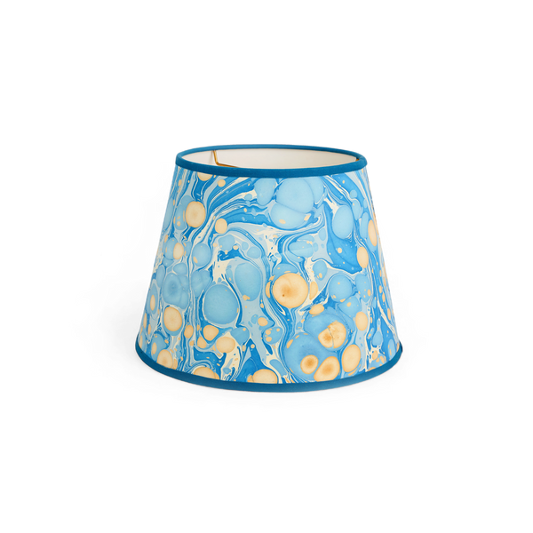 Azure Stone – Hand Marbled Lampshade  (9.5” Ø x 14” W x 10.5” H | Spider Fitting)