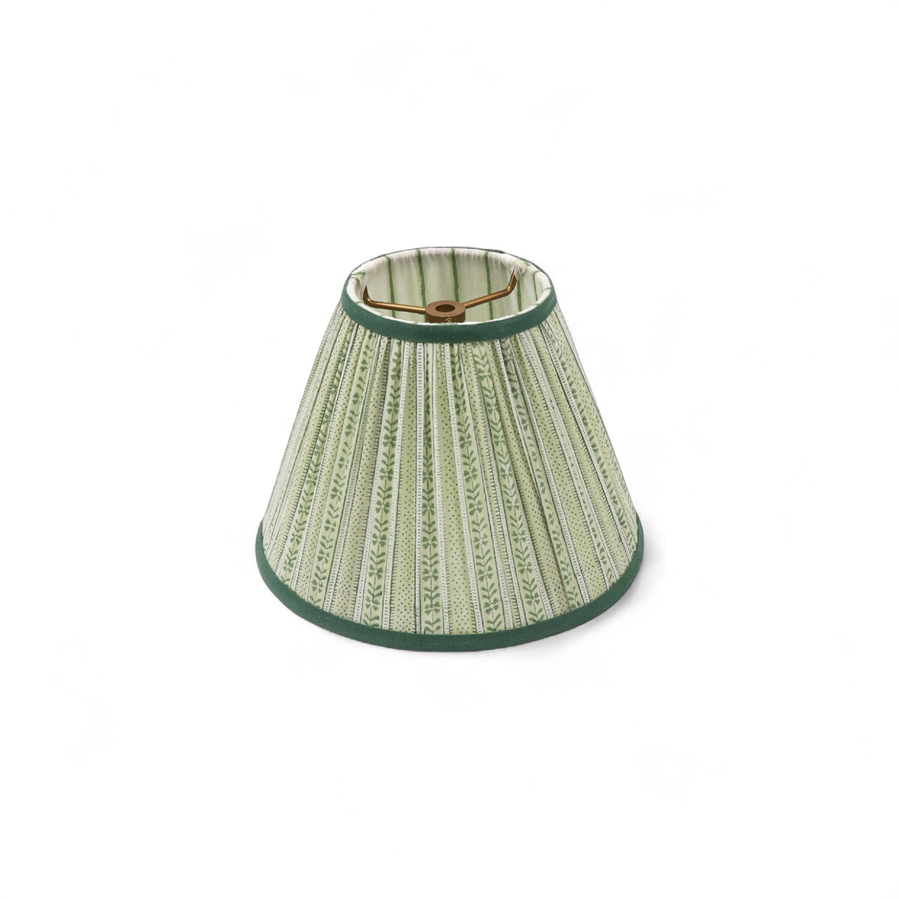 Reva Sage Shade – Hand Block Printed Pleated Lampshade (Spider Fitting | 6.25” H x 9” B x 4.25” T)