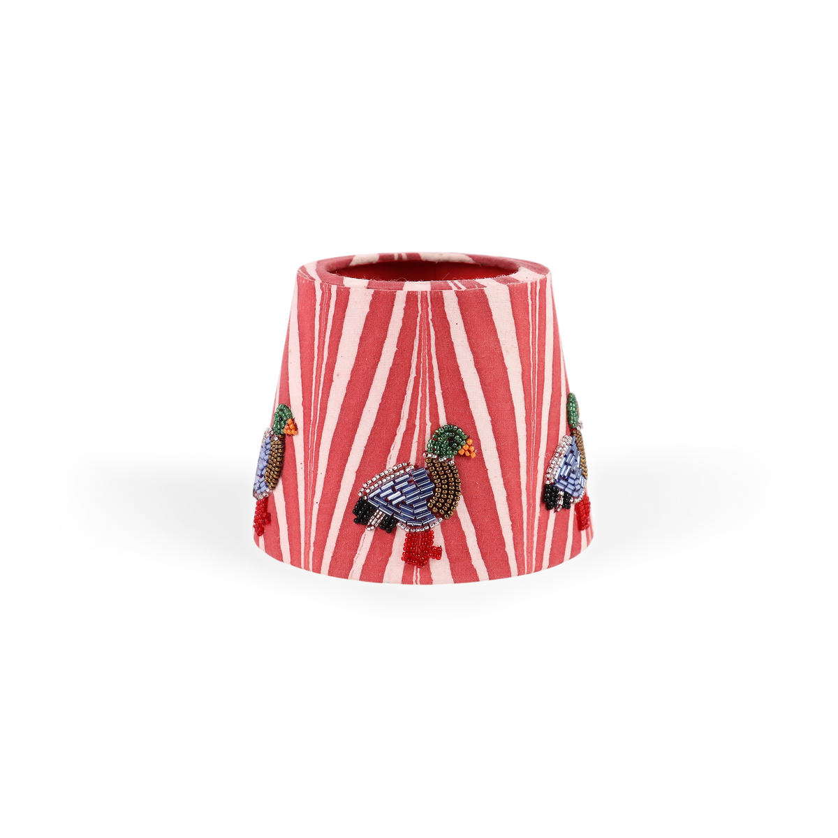Garnet Red Banyan – Hand Embroidered Lampshade Cover (3.75” H x 4.5” W x 3.5” Ø | 100% Cotton Fabric)