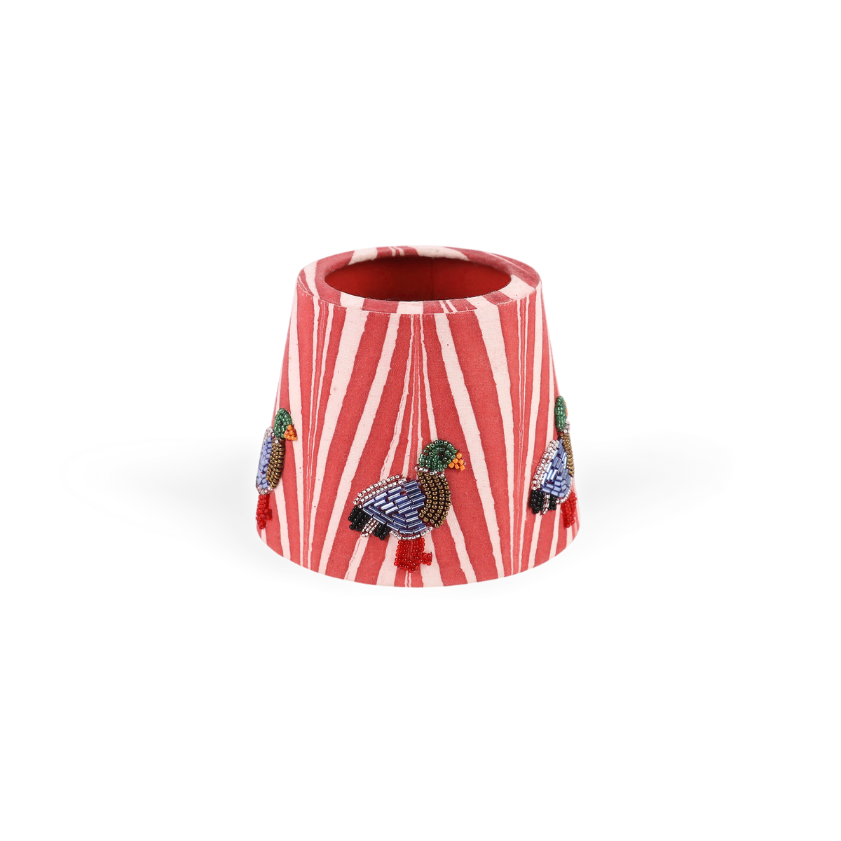 Garnet Red Banyan – Hand Embroidered Lampshade Cover (3.75” H x 4.5” W x 3.5” Ø | 100% Cotton Fabric)