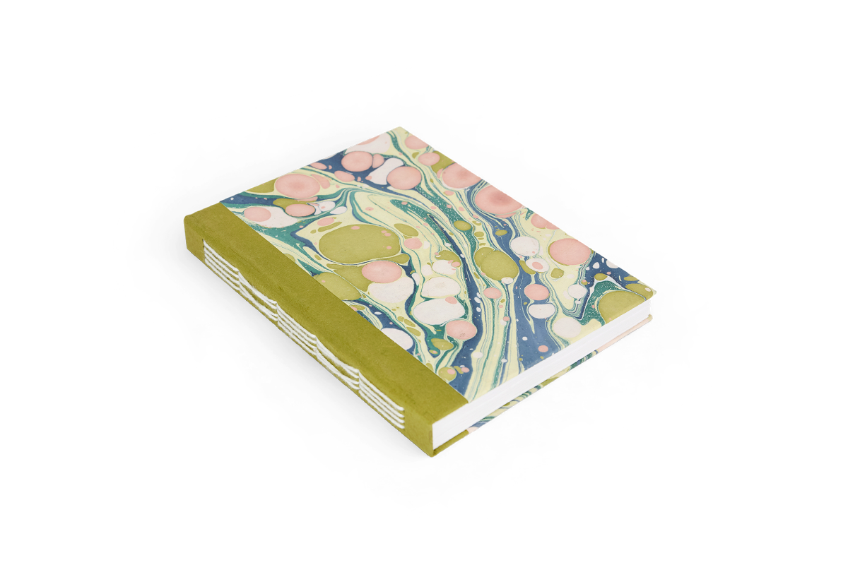 Meadow Swirl – Hand Marbled Journal 6" x 8" | 56 Pages | 150gsm Paper