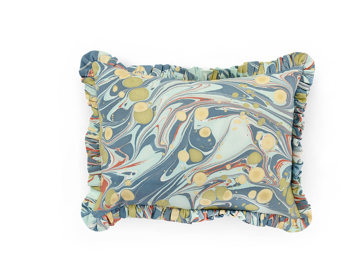 Ocean Stone– Hand Marbled Cotton Pillow Cover (12" x 16")