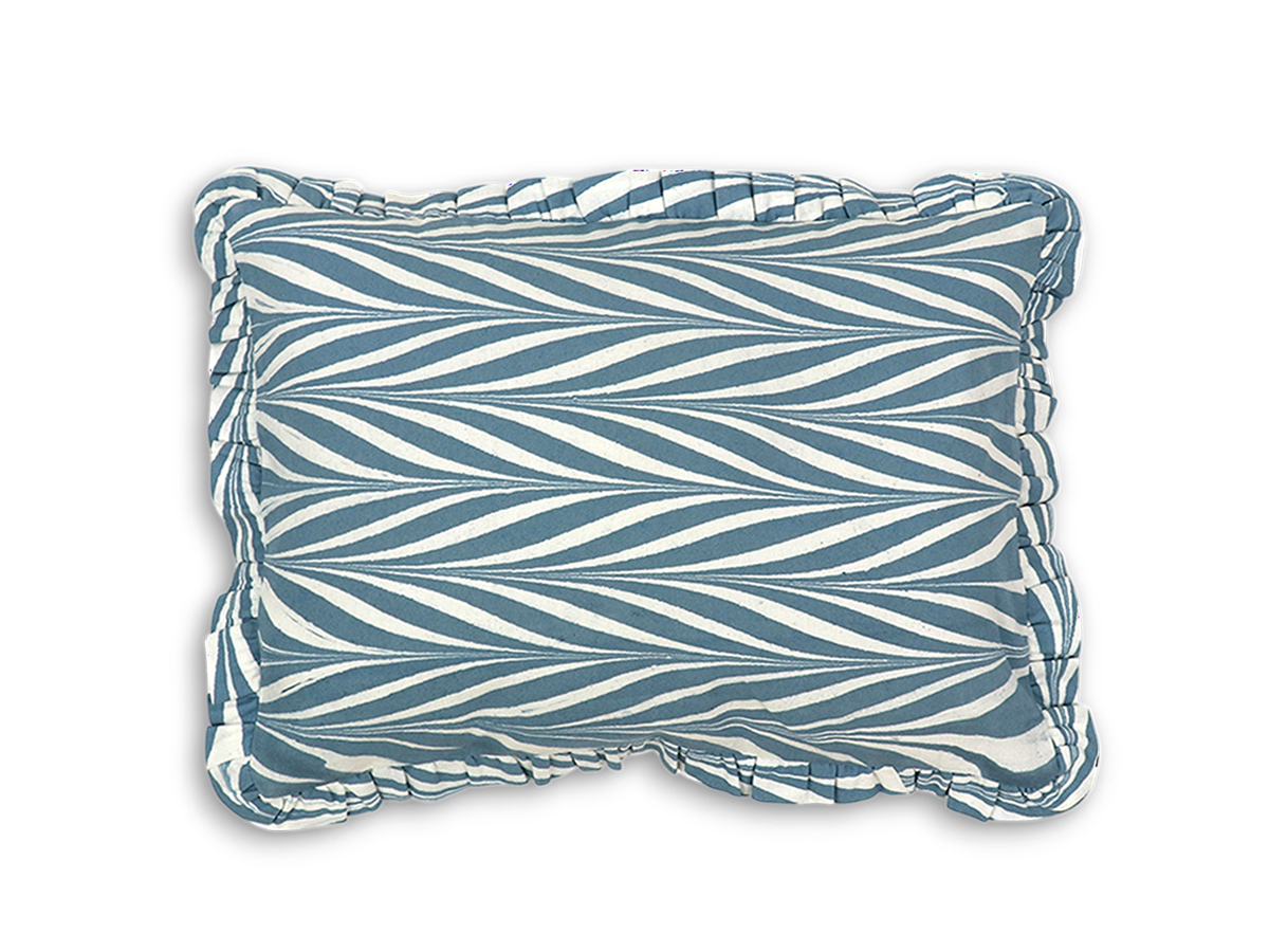 Indigo Ripple – Hand Marbled Cotton Pillow Cover (12" x 16")
