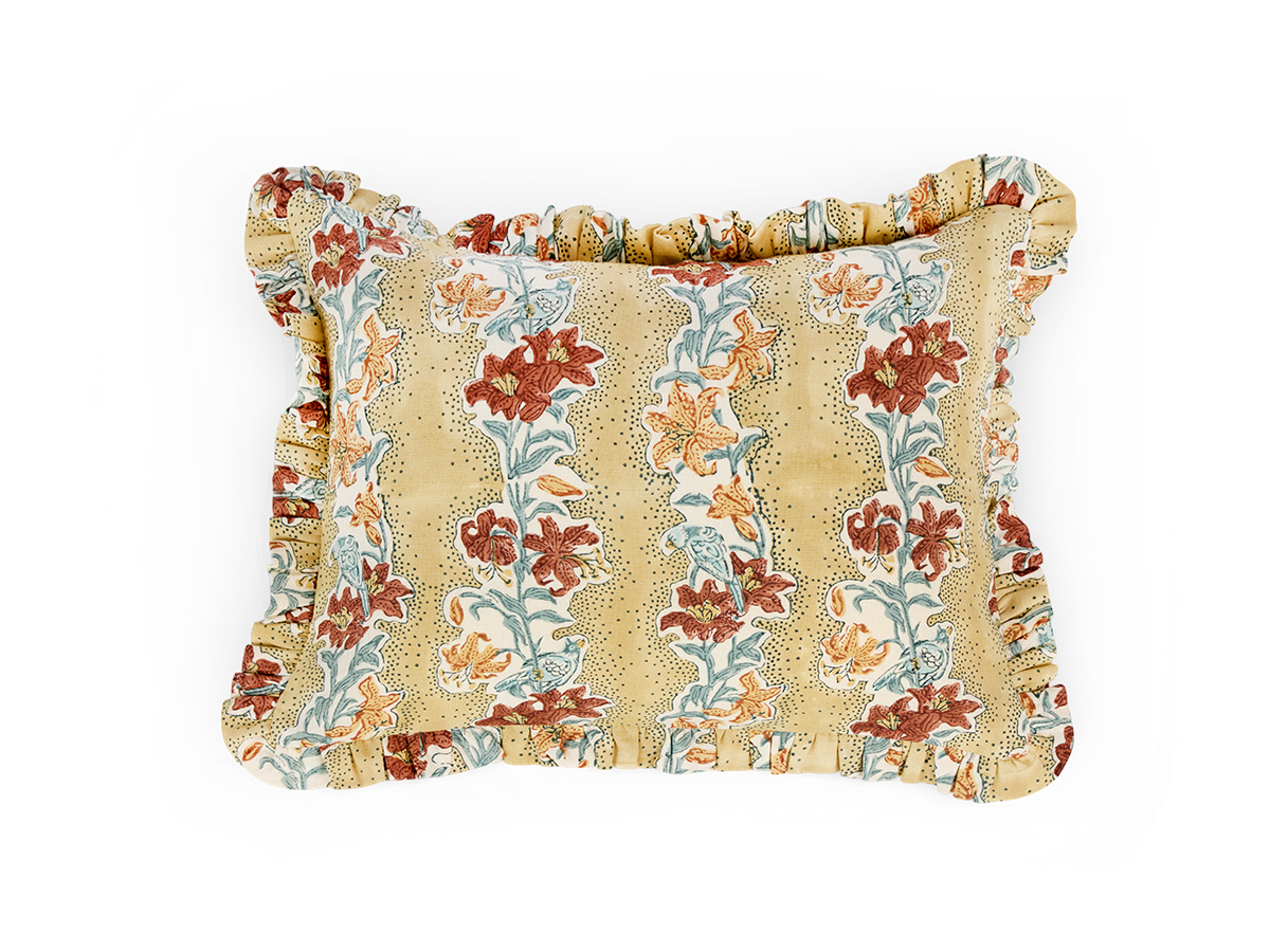 Amber Garden – Hand Block Printed Linen Pillow Cover (12" x 16")