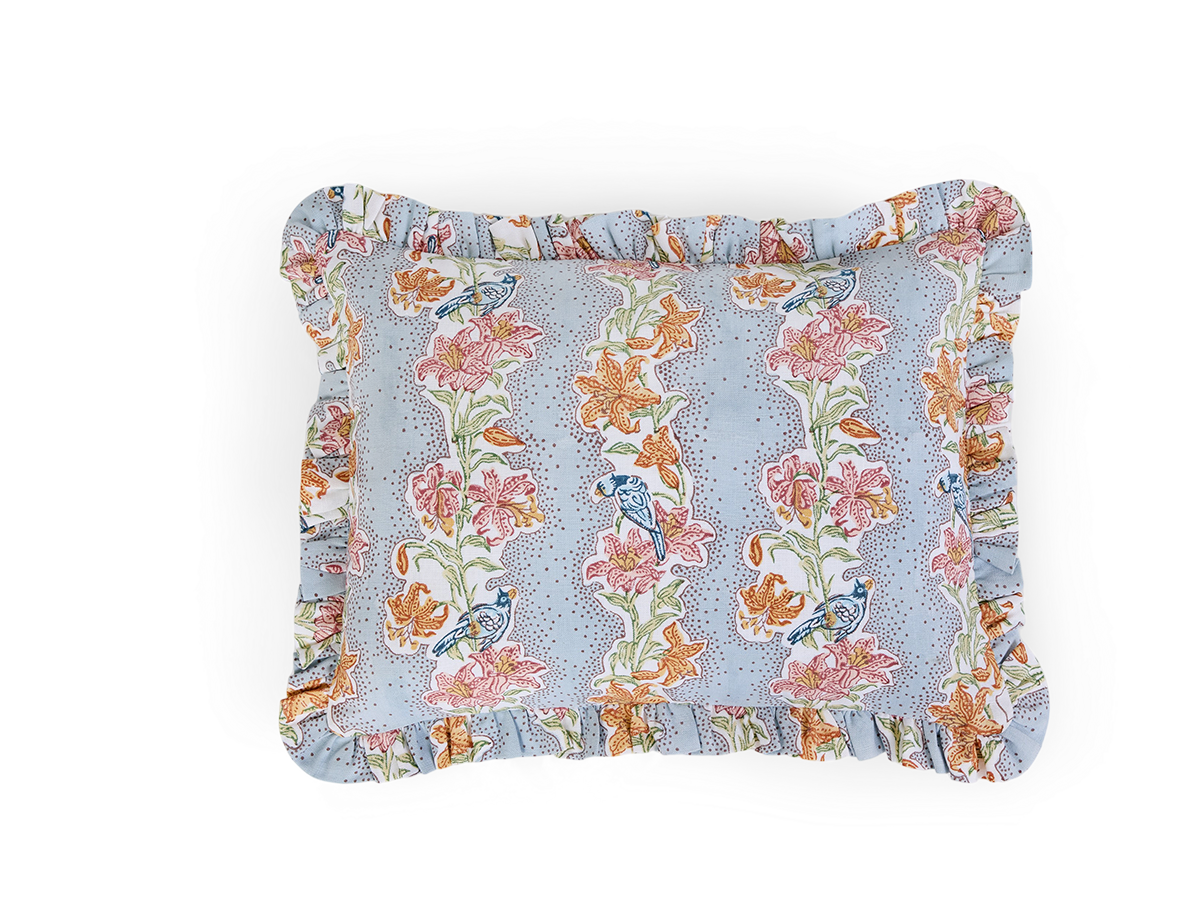 Sky Garden – Hand Block Printed Linen Pillow Cover (12" x 16")