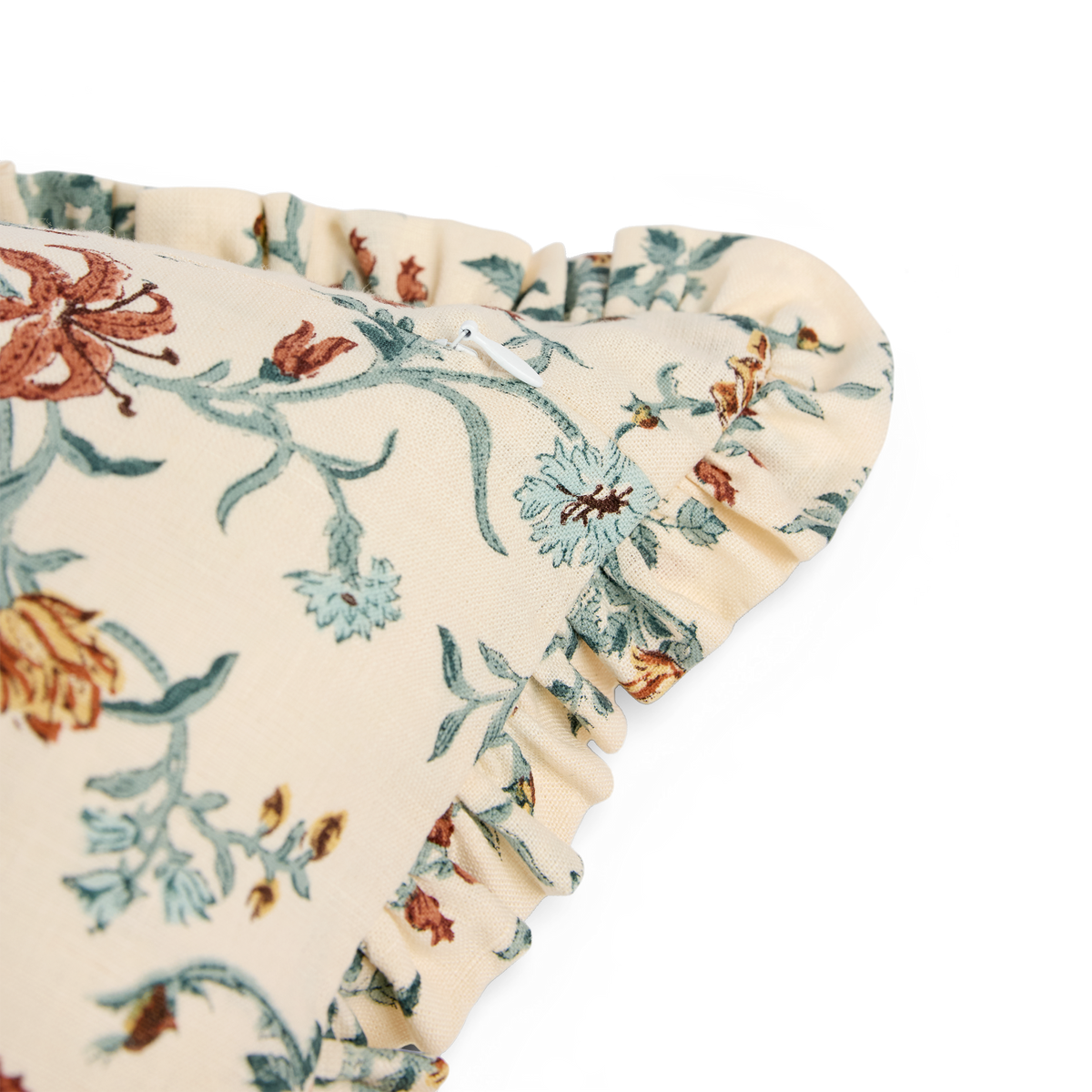 Autumn Meadow – Hand Block Printed Linen Pillow Cover (12" x 16")