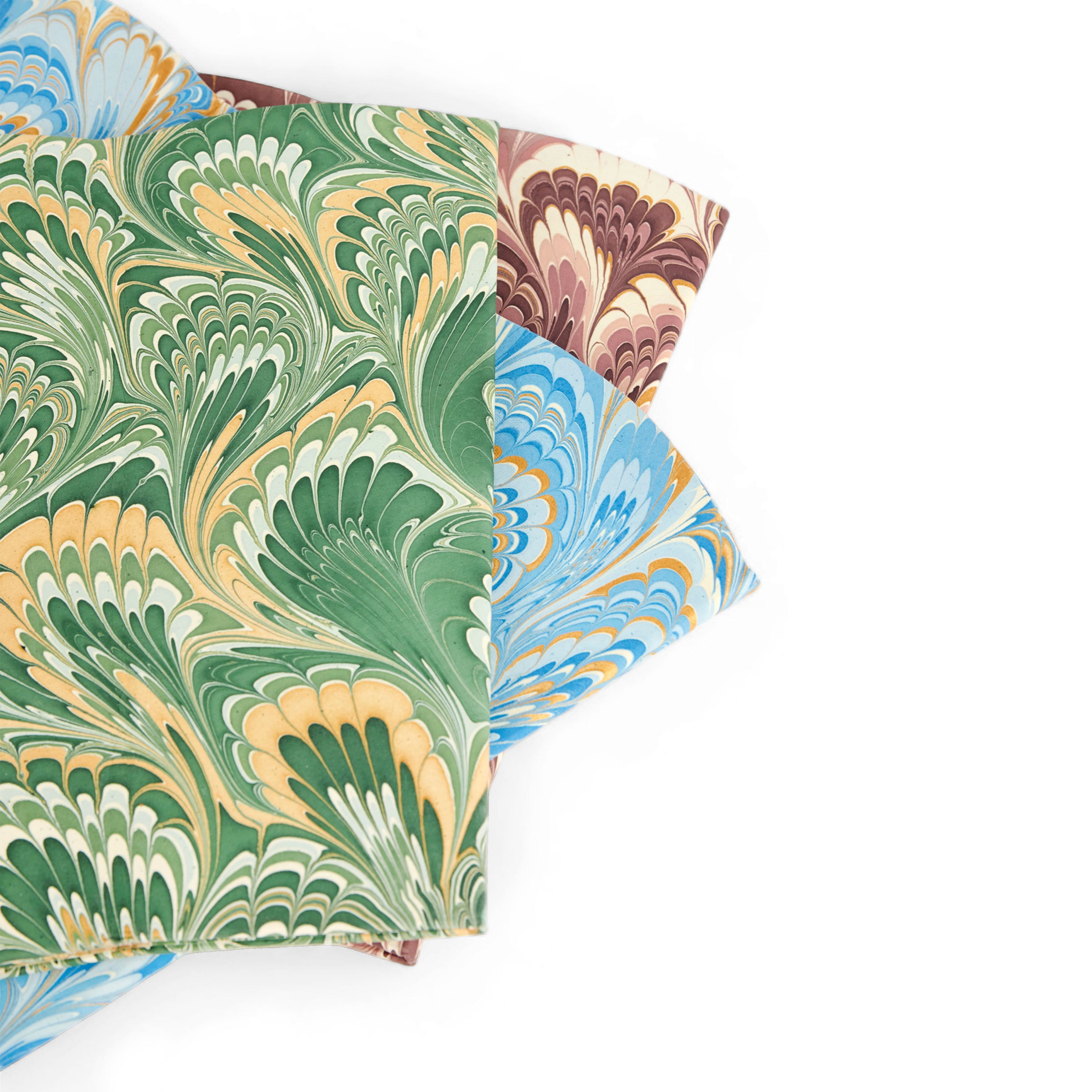 Azure Plume – Hand Marbled Scalloped Basket  (9.5" W x 9.5" D x 12" H )