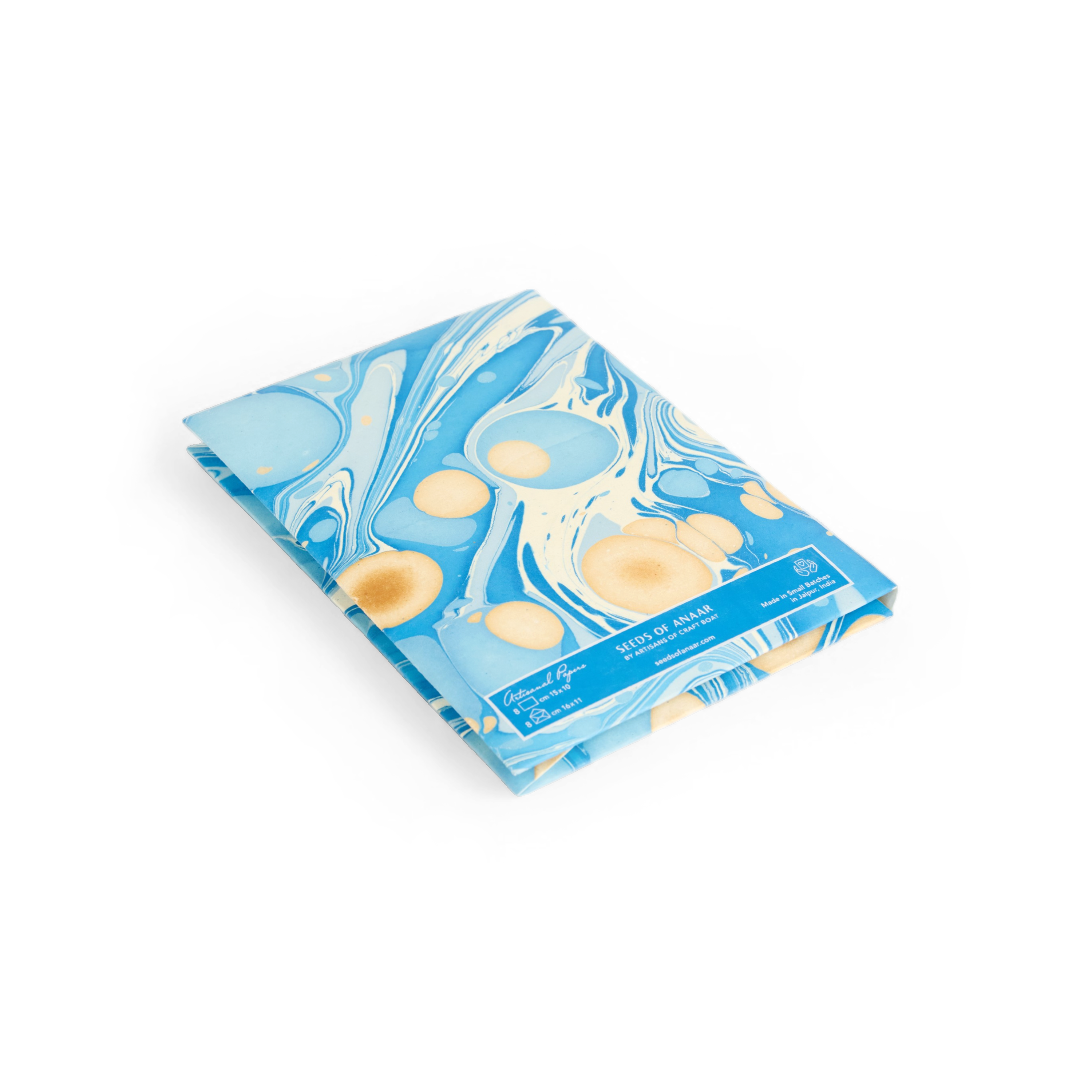 Azure Stone – Hand Marbled Greeting Card Set  (6” x 4” | 100% Recycled Cotton Paper)