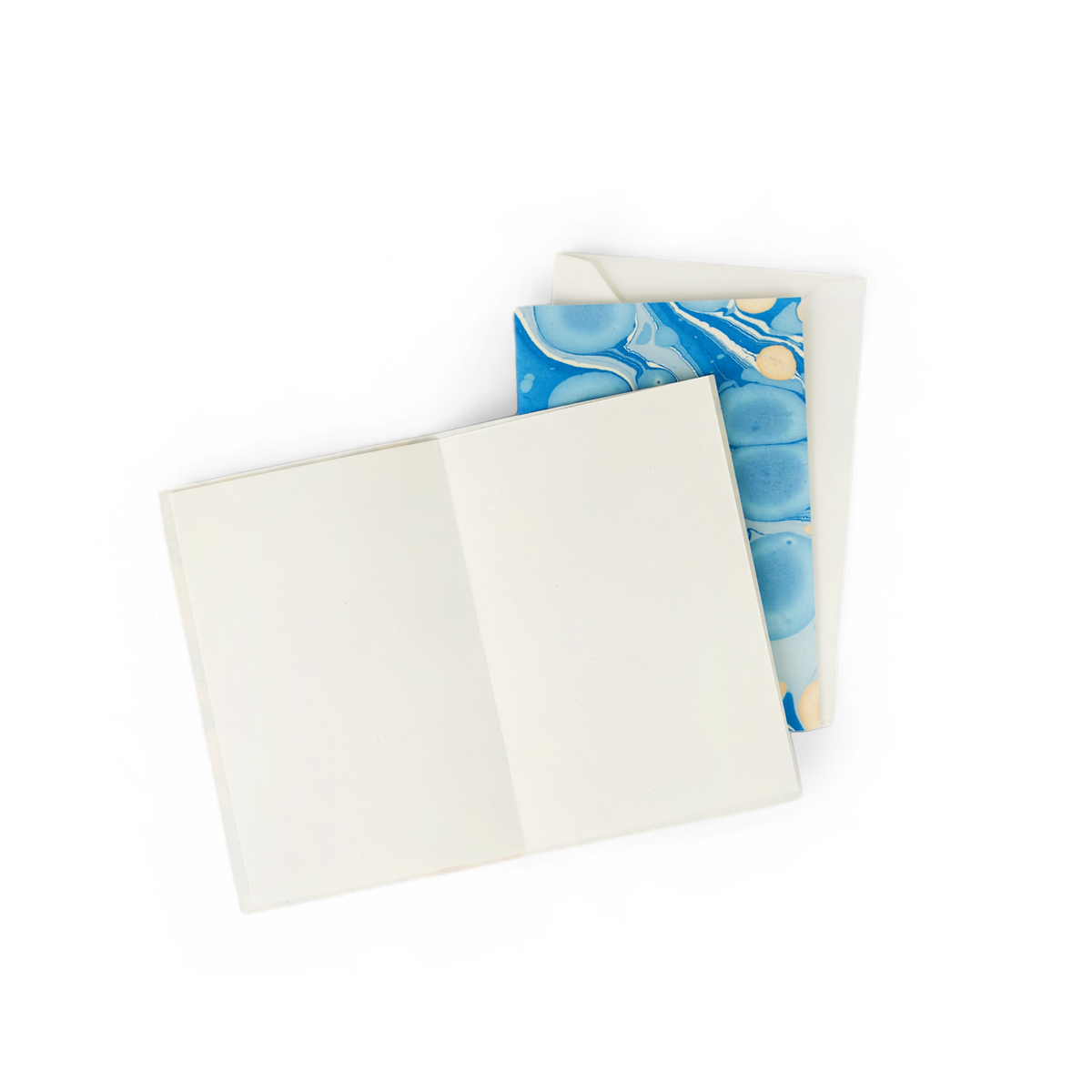 Azure Stone – Hand Marbled Greeting Card Set  (6” x 4” | 100% Recycled Cotton Paper)