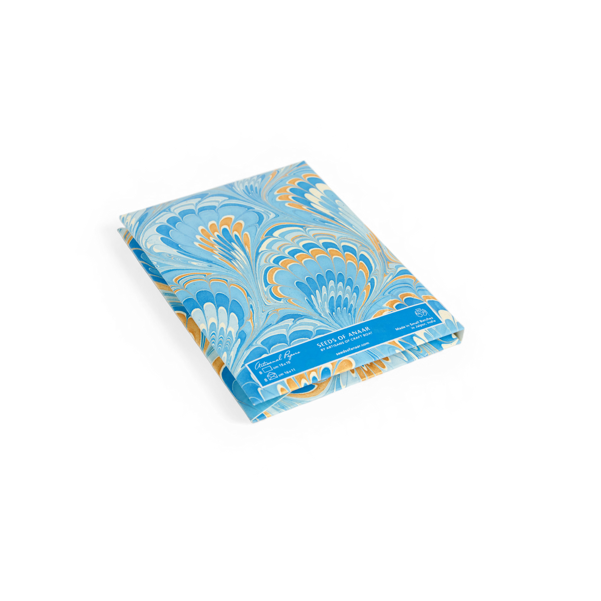 Azure Plume – Hand Marbled Greeting Card Set  (6” x 4” | 100% Recycled Cotton Paper)