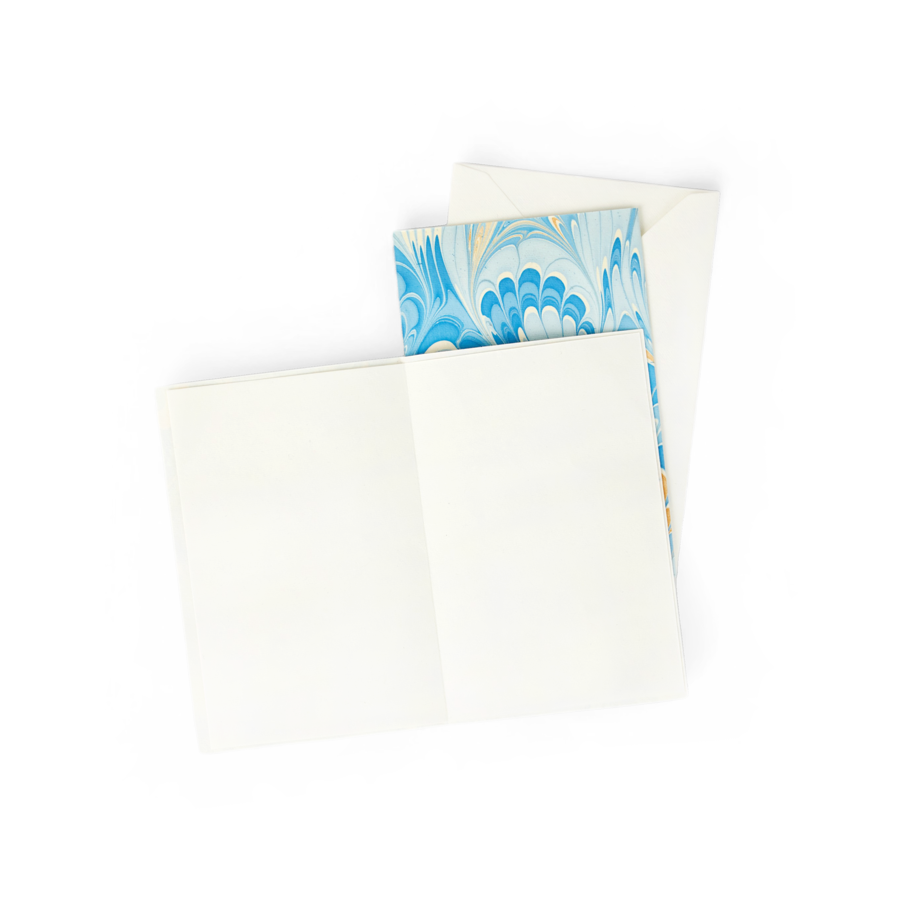 Azure Plume – Hand Marbled Greeting Card Set  (6” x 4” | 100% Recycled Cotton Paper)